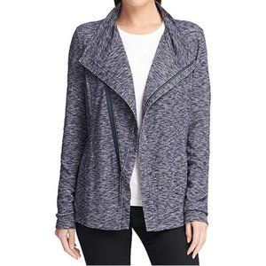 GH Bass Dark Blue Moto Zip Cardigan Sweater Large